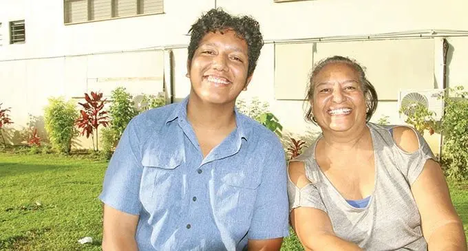 Excited Aaron Valentine  with his mother Titilia Valentine  at FNU Natabua Campus.   Photo: Fiji National University