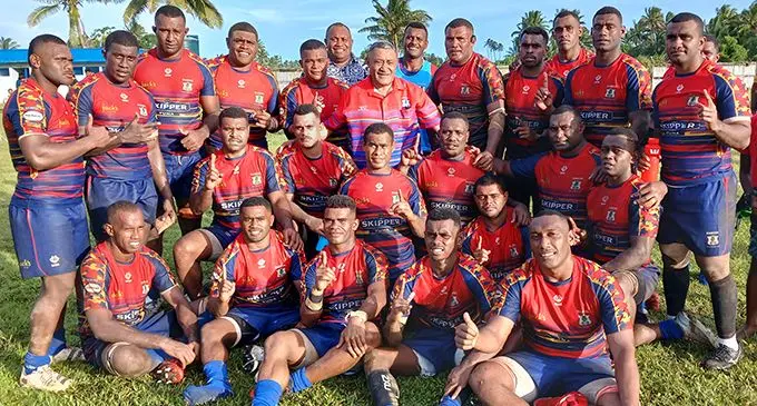 Namosi rugby team with the Tui Namosi Ratu Suliano Matanitobua on April 22, 2024. Photo: Ronald Kumar