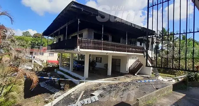 The house that was engulfed in fire in Tamasua Street in Suva on Tuesday night.