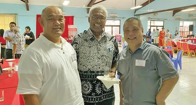 From left: Archbishop Peter Loy Chong, Tupeni Baba and Chef Lance Seeto at the high-level roundtable conference at the University of Fiji Saweni Campus in Lautoka on January 15, 2021.