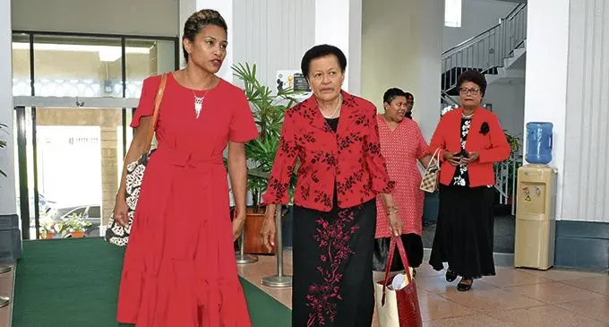 SODELPA Opposition MPs (from left) Opposition Whip Lynda Tabuya, Adi Litia Qionibaravi, Tanya Waqanika and Salote Radrodro outside Parliament in Suva   on February 10, 2021.  Photo: Ronald Kumar