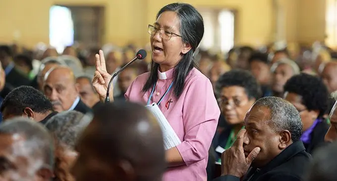 Reverend Carmen Scheuerman of Davuilevu Theological College speaking during the Methodist Church in Fiji and Rotuma Annual Conference (Bose Ko Viti) at Centenary Church in Suva on August 21, 2019. Photo: Ronald Kumar