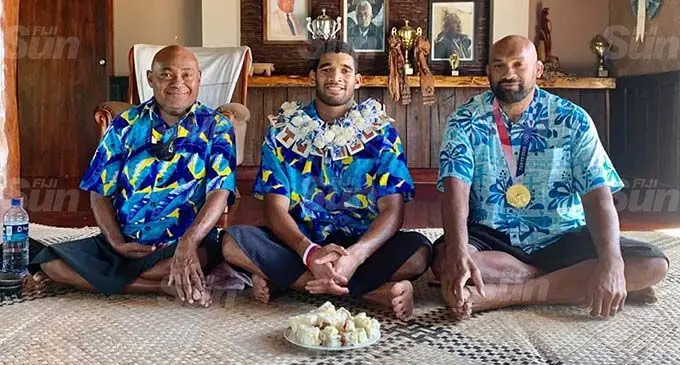 RUGBY OUR ONLY PARIS HOPE...From left: Tui Nawaka, Ratu Asaeli Driu, Meli Derenalagi and former national sevens forward Semisi Naevo at Nawaka Village, Nadi, on August 13, 2021. Photo: Waisea Nasokia