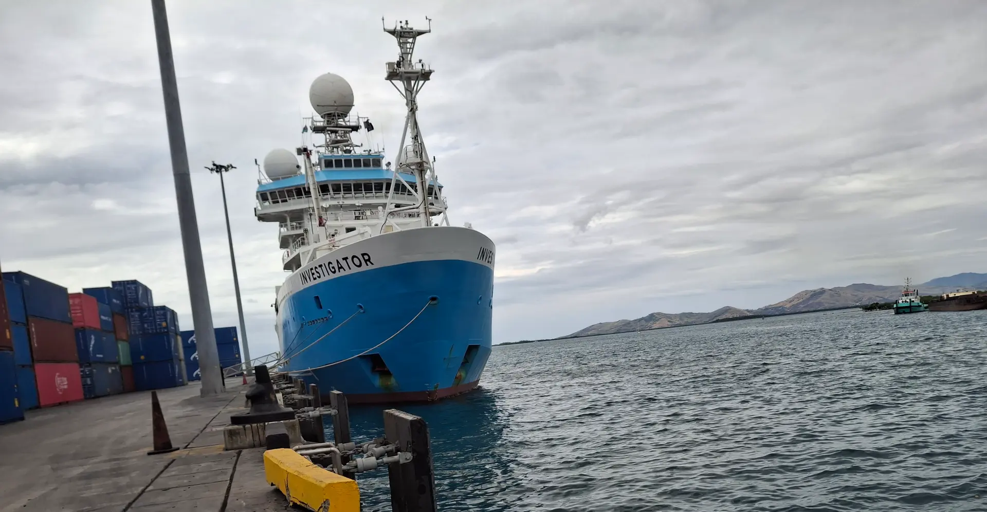The research vessel docked at Lautoka wharf.