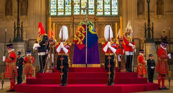Queen Elizabeth II’s coffin Lying-In-State in Westminster Hall. Photo: Daily Star