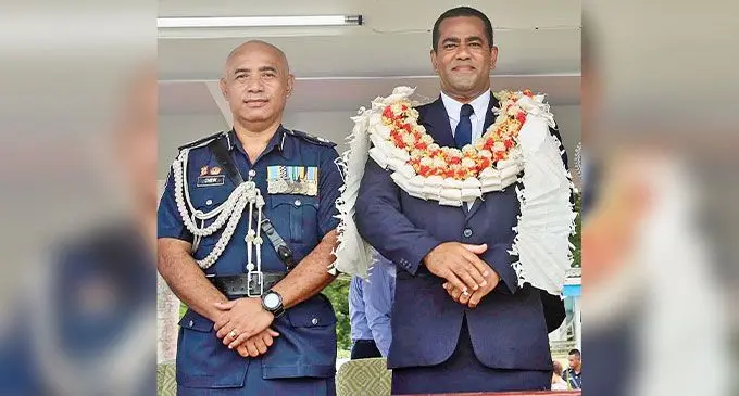 fj From left: Acting Commissioner of Police Juki Fong Chew and Acting Minister for Home Affairs Filimoni Vosarogo. Photo: Ronald Kumar 