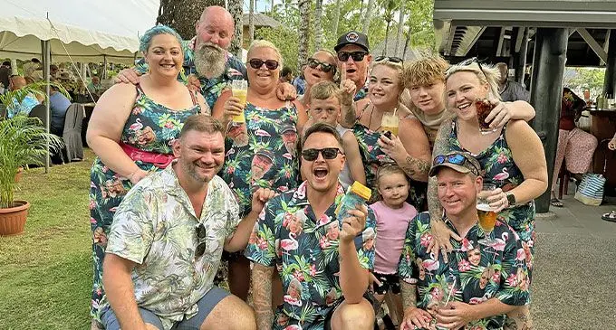 Bilo Bar Club Imperial Bilo Andrew Neaves (front row-first from left) with returnees and members of the club during their reunion at Shangri-La Yanuca Island, Fiji.