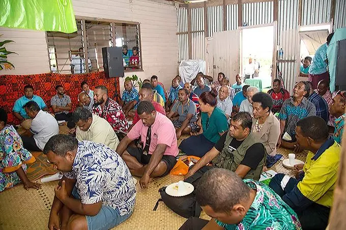 Farmers during the talanoa session after the launching of the FDB’s ginger loan facility at the Lomaivuna sub-sector six community hall in Naitasiri, on May 26, 2022. Photo: Leon Lord
