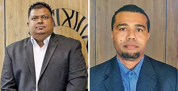 Former Fiji TV board director Abilash Ram and New Fiji TV board director Josua Satavu.