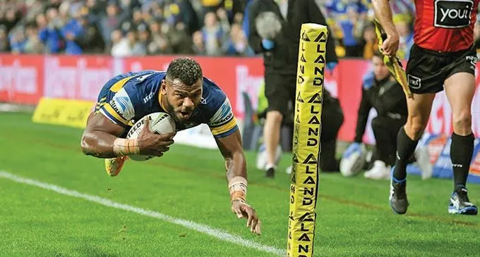 Maika Sivo scores a try for the Parramatta Eels. Photo: NRL 