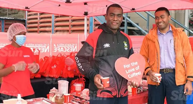 People enjoying free coffee during Nescafe World Coffee Day in Tamavua, Suva on October 1, 2020. Photo: Ronald Kumar