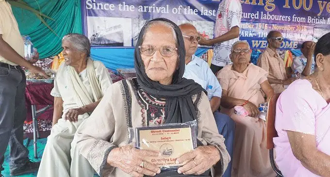90-year-old Janab Bibi during the Girmit celebrations in Nausori, yesterday.  Photo: Shahani Mala