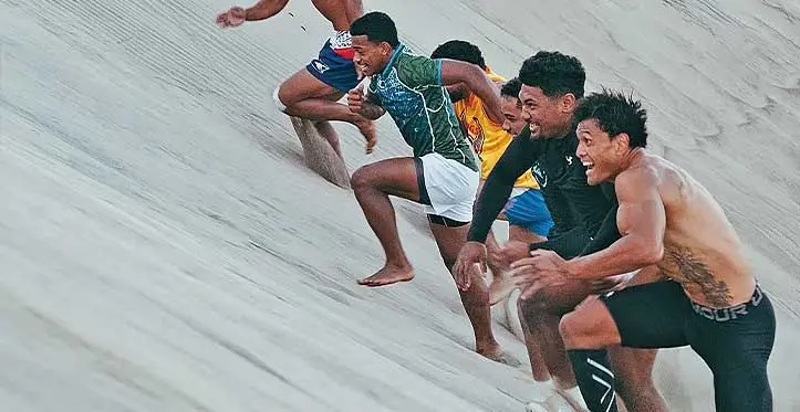 Samoa men’s 7s players at the Sigatoka Sand Dunes on October 31, 2023