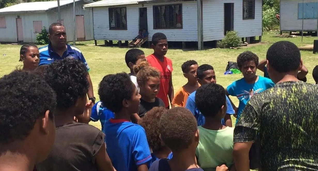 Island Breeze Fiji Rugby Plus facilitatot and Ovalau Under-19 coach Apisai Boila during the coaching clinic at Uluibau Village in Moturiki, Lomaiviti, on October 31, 2020. Photo: Island Breeze Fiji Rugby Plus