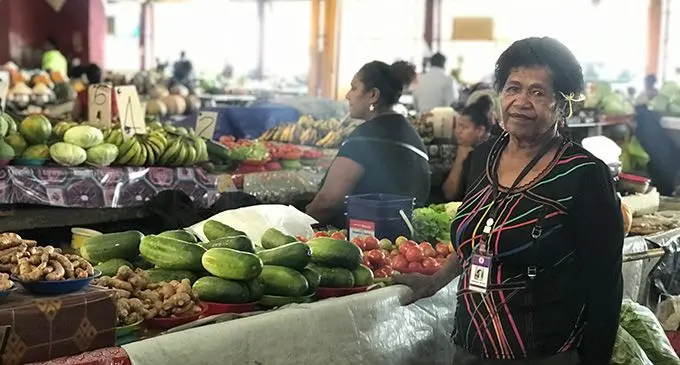 Social welfare pensioner, Karolina Bualau, in front of her stall at the Suva Municipal market on August 17, 2022. Photo: Jone Salusalu