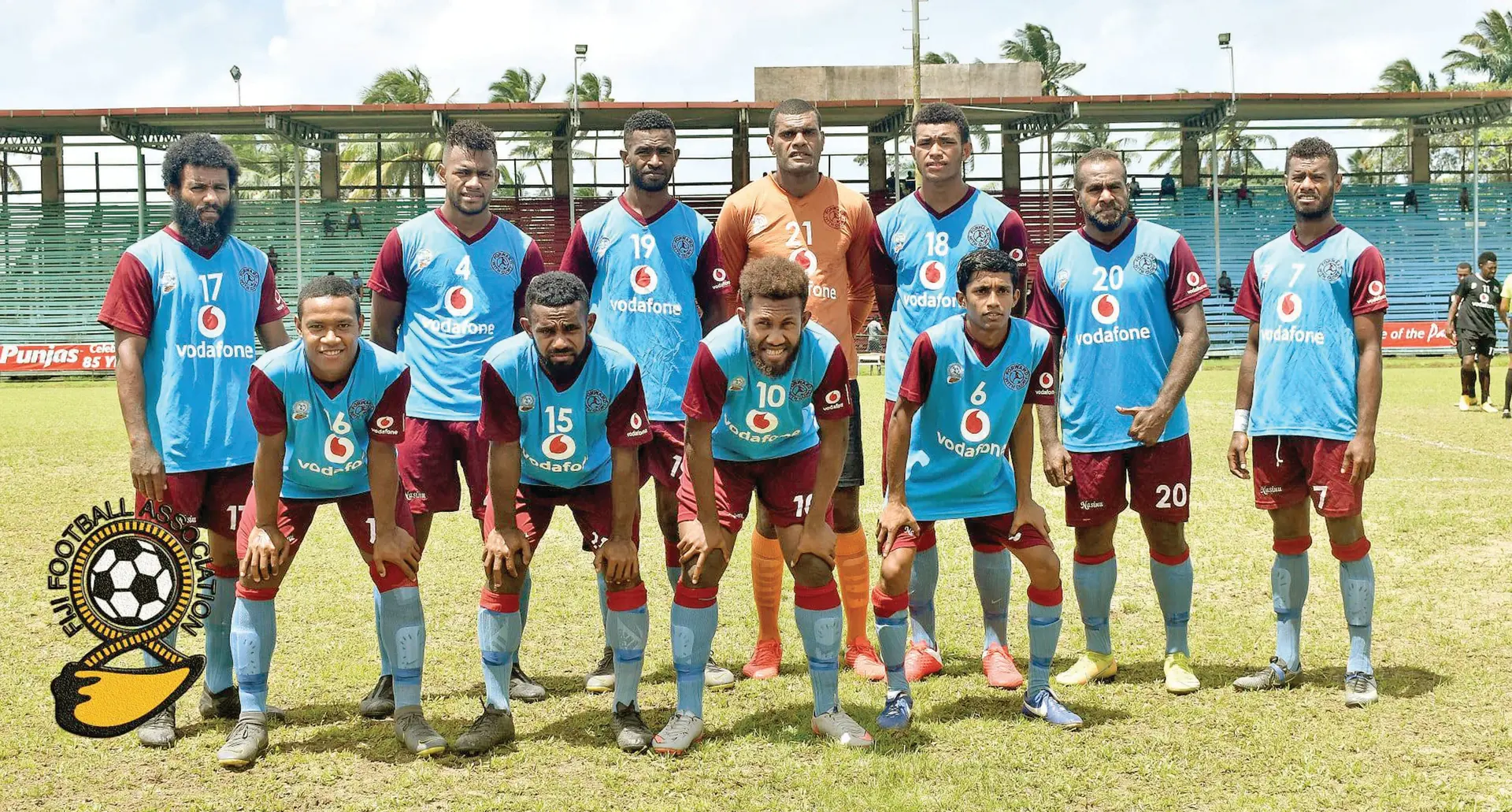 Nasinu football players, back from left: Luke Savu, Sekove Naivakananumi, Leone Damudamu, Epeli Loaniceva, Jone Koro, Tomasi Uculoa, Noa Seru. Front, from left: Isikeli Ratucava, Jone Naraba, Marlon Tahioa and Vidhya Kumar, before they faced Ba at Ratu Cakobau Park on November 1, 2020. Photo: Fiji FA Media