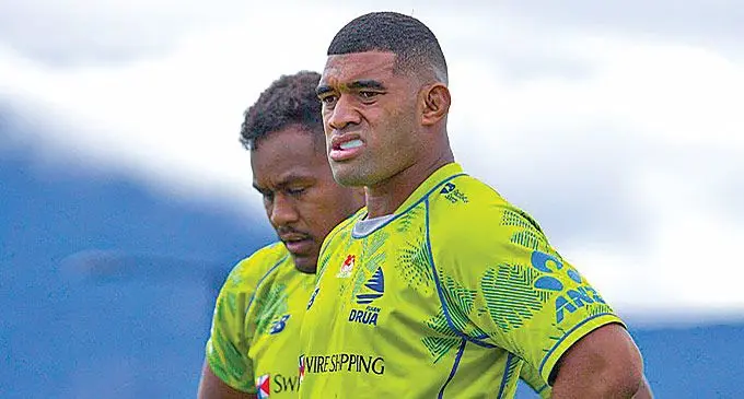 From left: Swire Shipping Fijian Drua lock Leone Rotuisolia and captain Meli Derenalagi at the Drua ground in Legalega, Nadi, on May 30, 2024. Photo: Fijian Drua.