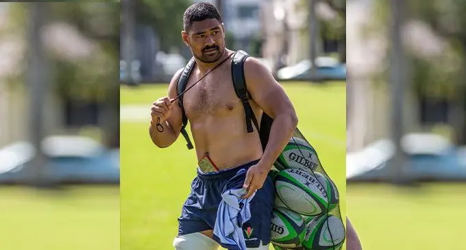 Manu Samoa No.8 Fritz Lee Albert Park, Suva, on June 27, 2022. The former New Zealand 7s forward plays for Clermont in the French Top 14 competition. Photo: Leon Lord.
