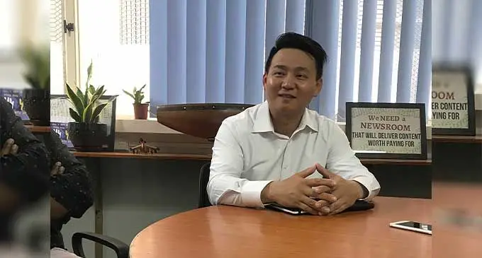 Abacus Fintech Pte Ltd director, Rick BI, at Fiji Sun newsroom on October 4, 2022, said he was confident of an influx of Chinese visitors to Fiji before the Chinese new year. Photo: Frederica Elbourne