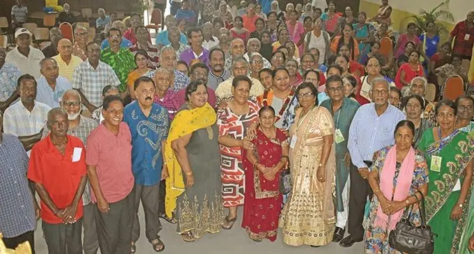 Minister for Local Government, Premila Kumar (front with garland), with participants during the Senior Citizen Charitable Trust Diwali Celebration at the Nadi Civic Centre  on November 18, 2020.   Photo: Waisea Nasokia