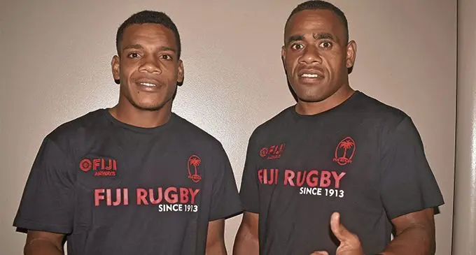 New Fiji Airways Fijian 7s rep Napolioni Ratu, left, and Livai Ikanikoda, who is making a comeback, at the Tanoa Skylodge in Nadi on March 27, 2019. Photo: Waisea Nasokia