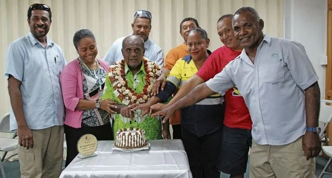 Marika Koroi and staff of Fiji Ports Corporation Limited during the farewell. Photos: FPCL