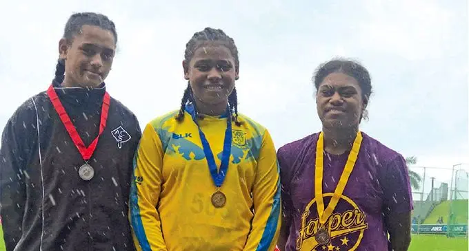 From left: Joy Wise, Senirewa Cakacaka, Faith Kukusei in Suva at the ANZ Stadium, Suva on April 17, 2019. Photo: Grace Narayan