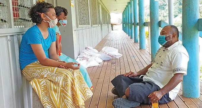 Minister for Health and Medical Services Dr Ifereimi Waqainabete with Ruth Gucake (closest to camera) and Tehila Gucake of Vanuabalavu, Lau.   Photo: Wati Talebula-Nuku
