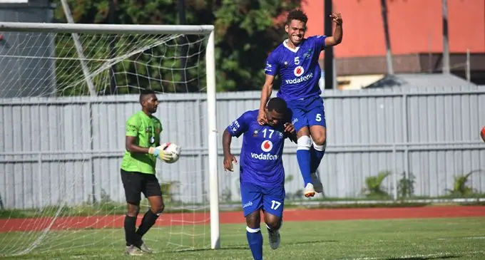 Kolinio Vunaki clebrates after scoring the third goal against Rewa in Churchill Park, Lautoka on February 24, 2019. Photo: Nicollete Chambers