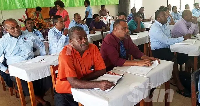 Liwativale Primary School Head Teacher Anasa Nasedra (orange shirt) during the Rakiraki School Heads meeting at Ra High School on January 15, 2020. Photo: Salote Qalubau