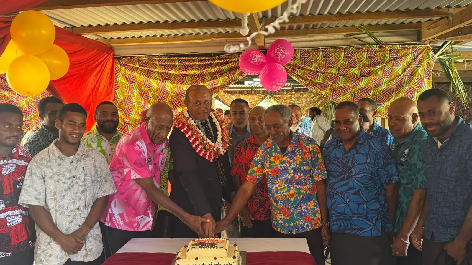Minister for Public Works, Meteorological Service and Transport Ro Filipe Tuisawau with the Turaga ni Mataqali of Nawavatu Clan and the members of the Kinoya Village on September 9,2026. 