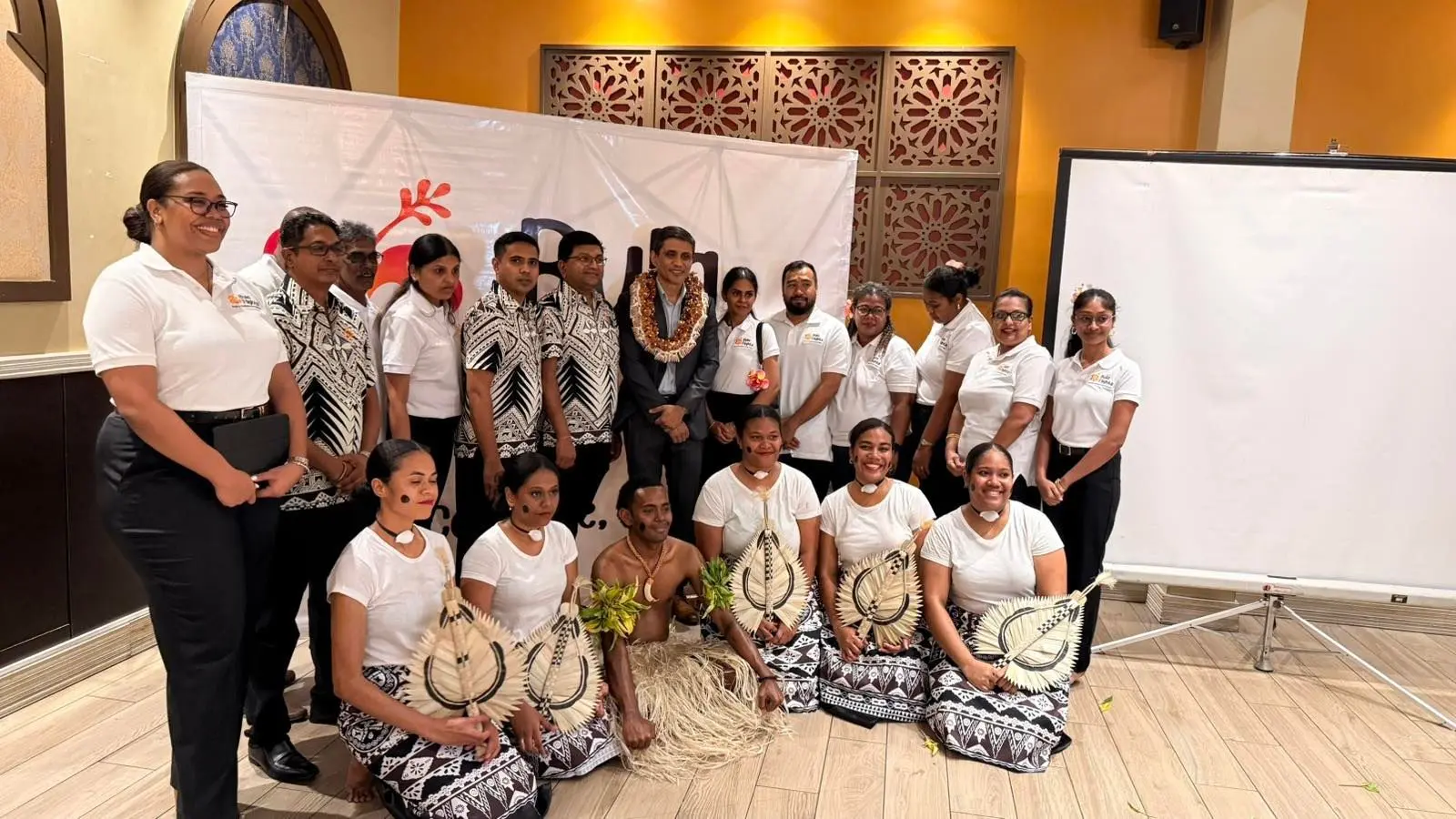  Permanent Secretary for Trade, Co-operatives, MSMEs and Communications, Shaheen Ali with Lodhias Travel team at Ashiyana Restaurant, Suva on October 31,2025.