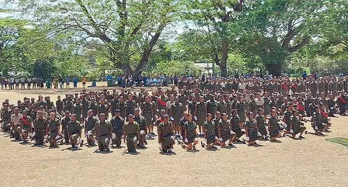 Natabua High School students during the school cadets passout parade on September 30, 2022. Photo: Salote Qalubau