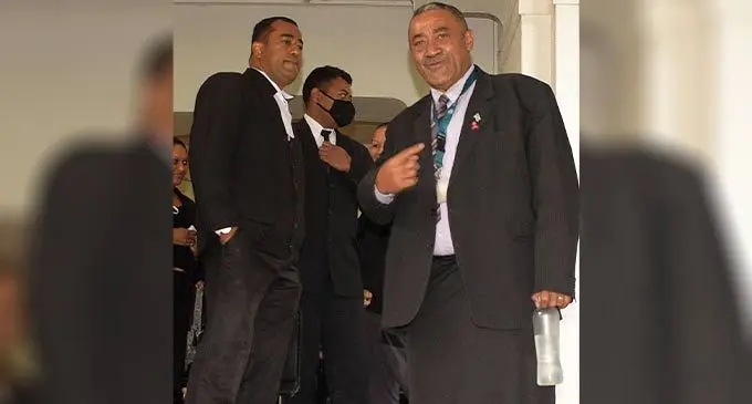 From left: Defence Lawyer, Filimone Vosarogo and Tui Namosi, Ratu Suliano Matanitobua outside Court on June 6, 2022. Photo: Ashna Kumar