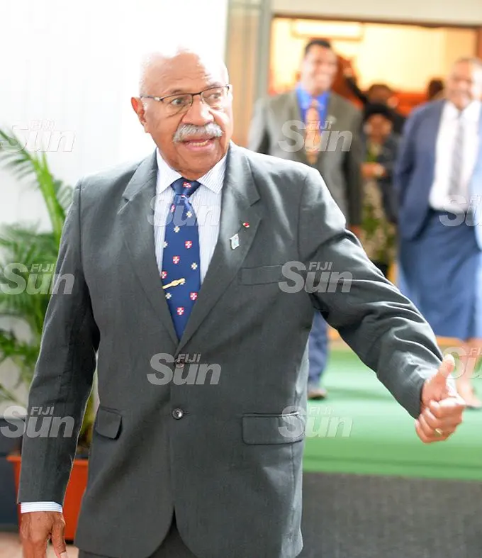Opposition Leader Sitiveni Rabuka outside Parliament on September 1, 2020. Photo: Ronald Kumar.
