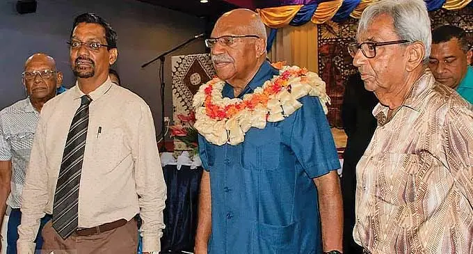 Prime Minister Sitiveni Rabuka with Vinod Patel (right), during an official engagement. Photo: DEPTFO News