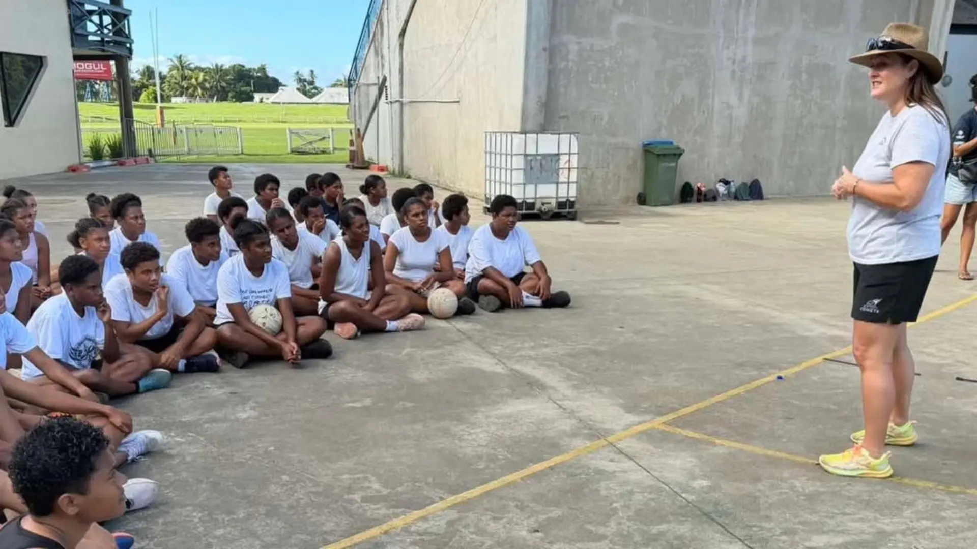Fiji Pearls head coach Michelle Parsons (right) at Lawaqa Park, Sigatoka on April