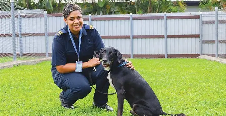 Fiji Revenue and Customs Service (FRCS) honored senior customs officer Joana Duabaubau for being the first female Narcotic Detector Dog handler in the Pacific.
