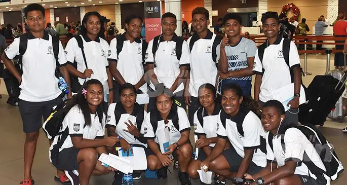 Fiji Under-18 boys 7s team at Nadi International Airport on December 10, 2019. Photo: Waisea Nasokia