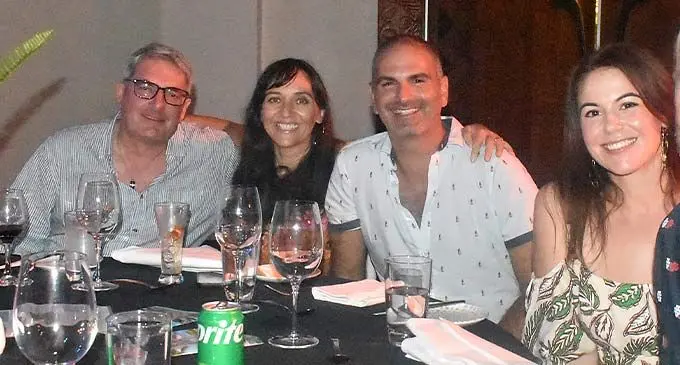 Guests at the launch of From Fiji With Love, from left, Sofitel Fiji Resort and Spa, Michael Bell, Tourism Fiji’s chief marketing officer, Emma Campbell with her husband, Rob Cotela, and Kellie Newstead at Sofitel Fiji Resort and Spa, during the launch of the new show. Photo: Waisea Nasokia