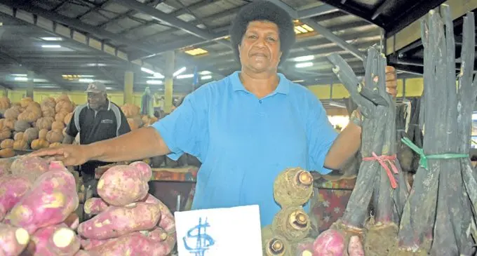 Salome Lewalago with her farm produce at Lautoka Market on 31 January 2018. Photo: Arieta Vakasukawaqa