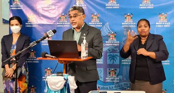 Permanent Secretary for Health Dr James Fong presents an update on the COVID-19 situation on Thursday April 22, 2021. Photo: DEPTFO