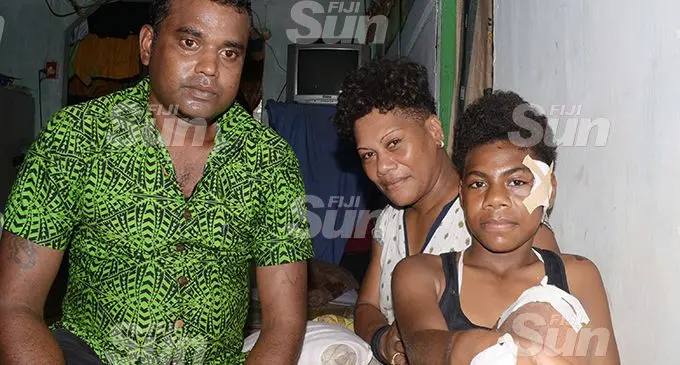 Pritesh Chand (left) with Salote Marama and her mother, Yvonne Toutou, at Cunningham on February 13, 2020.  Photo: Ronald Kumar