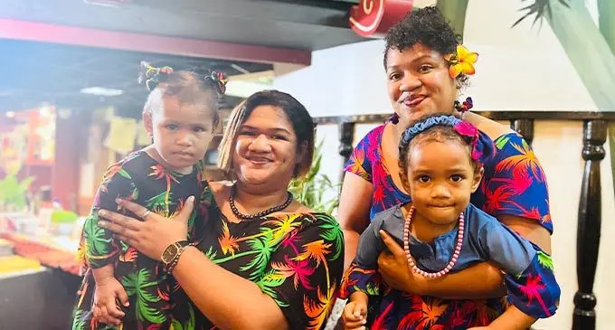 From left: Sisters, Grace Cama and Salanieta Tavo, with their daughters Alisi Katia Cama and Esther Cama following the Solo Moms graduation event at Vineyard Palace Restaurant in Suva on July 1. Photo: Nolishma Narayan
