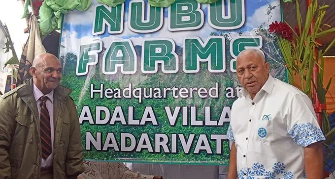 Tui Nubu Ratu Manoa Naleba and Prime Minister Voreqe Bainimarama during the launch of the Nubu Farms initiative.  Photo: Office of the Prime Minister