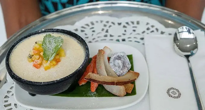Fiji Airways new business class dessert Kava Ice Cream.