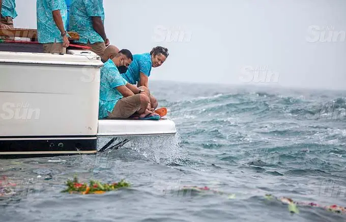 Farewell my love...Wife of the late captain Jonathan Smith says her last goodbye on August 16 2021. Photo: Leon Lord