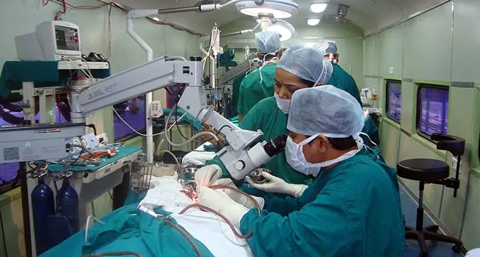 An operation theatre inside the Lifeline Express of Indian Railways.  