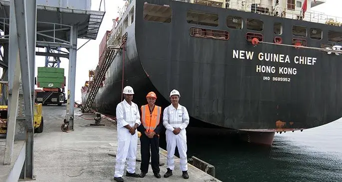 From Left: Engine Cadet Peceli Sovaki Togoloa, Chief Executive Officer Fiji Maritime Academy Mahesa Abeynayake and Engine Cadet Patteresio Yaya.