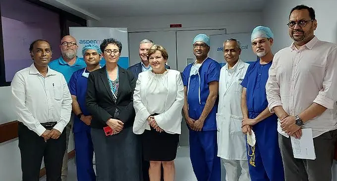 From left: MIOT Project Coordinator, Suresh Babu, Aspen Medical Fiji chief operations officer, Barry Herberts, MIOT Aneasthist, Dr Ronah, Lautoka Hospital Medical Superintendent, Dr Rigamoto Taito, Aspen Medical group chief executive officer, Bruce Armstrong, Aspen Medical Fiji CEO, Annette Owttrim, MIOT cardiac surgeon, Dr Gopala Murugesan, project medical director, Dr Ragavan, MIOT cardiac head of department, Dr Robert Coecho and the Fiji National Provident Fund board chairman, Daksesh Patel at the Lautoka Hospital on October 19, 2022. Photo: Nicolette Chambers